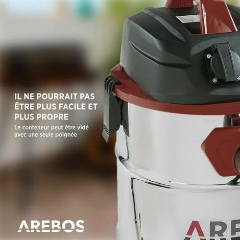 AREBOS Aspirateur Industriel | Aspirateur Eau Et Poussière | Aspirateur Sec Et Humide | 1600W | 30L | Acier Inoxydable | Fonction De Soufflage | Rouge - Rouge 5 AREBOS Aspirateur Industriel | Aspirateur Eau Et Poussière | Aspirateur Sec Et Humide | 1600W | 30L | Acier Inoxydable | Fonction De Soufflage | Rouge - Rouge – Image 5
