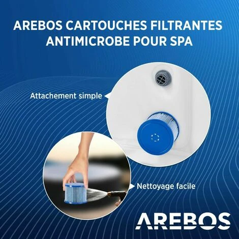 AREBOS Filtre De Piscine | 6X Cartouches De Filtre Spa Hot Tubs | Filtre Antimicrobien | Bleu 2 AREBOS Filtre De Piscine | 6X Cartouches De Filtre Spa Hot Tubs | Filtre Antimicrobien | Bleu – Image 2
