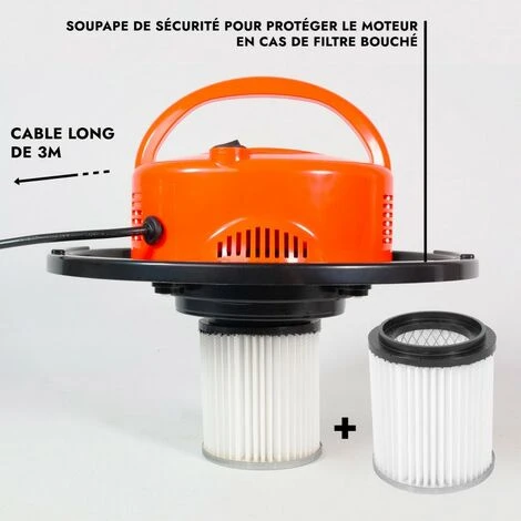 RONDY Aspirateur à Cendres 1200W 20L - 2 Filtres HEPA Fournis - Aspiration Cendres Et Poussières Pour Résidus Jusqu'à 60° 3 RONDY Aspirateur à Cendres 1200W 20L - 2 Filtres HEPA Fournis - Aspiration Cendres Et Poussières Pour Résidus Jusqu'à 60° – Image 3