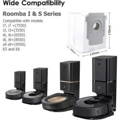 TANABATA Lot De 8 Sacs D'aspirateur De Rechange Pour IRobot Roomba Série I & S I7 I7+ 7550, I3 I3 Plus 3550, I6 I6+ 6550, I8 I8+ 8550, S9 S9+/9550, Filtre Automatique De La Saleté Avec Base Propre -Aspirateur et sac Soldes 53925888 3