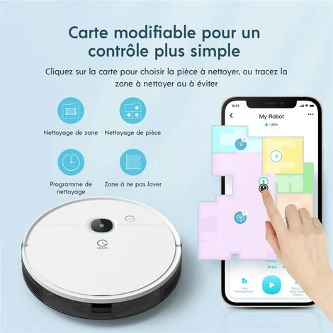 Yeedi Vac Max 3000Pa Aspirateur Robot Laveur Détection Des Tapis Alexa APP MAP 4 Yeedi Vac Max 3000Pa Aspirateur Robot Laveur Détection Des Tapis Alexa APP MAP – Image 4
