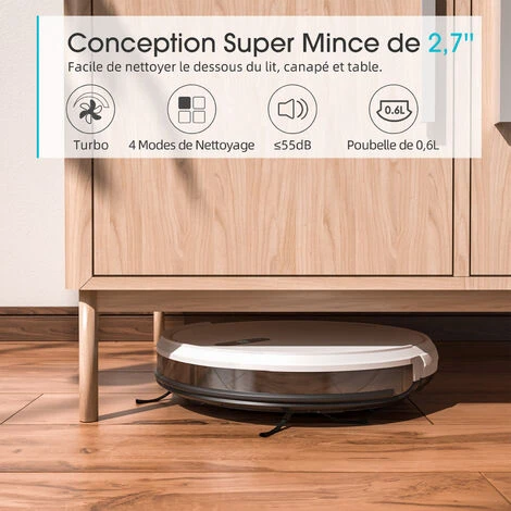 APOSEN Aspirateur Robot Avec Navigation Gyroscopique Cartographie Et 2 Brosses Latérales Supplémentaires,Mince Silencieux 4 Modes De Nettoyage 2 APOSEN Aspirateur Robot Avec Navigation Gyroscopique Cartographie Et 2 Brosses Latérales Supplémentaires,Mince Silencieux 4 Modes De Nettoyage – Image 2