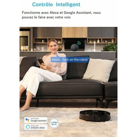 Robot Aspirateur Et Laveur 3 EN 1 Avec Station De Vidage Automatique, Super Aspiration 2700Pa - AIRROBO T10+ Idéal Pour Poils D'Animaux Cheveux Poussière - Version Nouvelle 5 Robot Aspirateur Et Laveur 3 EN 1 Avec Station De Vidage Automatique, Super Aspiration 2700Pa - AIRROBO T10+ Idéal Pour Poils D'Animaux Cheveux Poussière - Version Nouvelle – Image 5