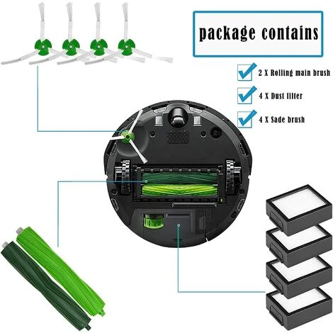 EINEMGELD Pièces De Rechange Brosses Pour IRobot Roomba I, E, & J Séries E3 E5 E6 E7 I7 I7+/i7 Plus J7 I6 I8 I3 I3+ I4 Plus 3150, Kit D'accessoires Filtres Brosses Latérales Brosses En Caoutchouc 3 EINEMGELD Pièces De Rechange Brosses Pour IRobot Roomba I, E, & J Séries E3 E5 E6 E7 I7 I7+/i7 Plus J7 I6 I8 I3 I3+ I4 Plus 3150, Kit D'accessoires Filtres Brosses Latérales Brosses En Caoutchouc – Image 3