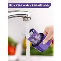 EINEMGELD Filtre De Rechange Pour Dyson V10 SV12 Cyclone Aspirateurs Pièce De Rechange Pour Filtre à Vide Lavable Compatible Avec Dyson V10 Aspirateur Sans Fil Cyclone Animal Absolute Total Aspirateur 2Pack -Aspirateur et sac Soldes 59433986 4