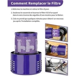 EINEMGELD Filtre De Rechange Pour Dyson V10 SV12 Cyclone Aspirateurs Pièce De Rechange Pour Filtre à Vide Lavable Compatible Avec Dyson V10 Aspirateur Sans Fil Cyclone Animal Absolute Total Aspirateur 2Pack -Aspirateur et sac Soldes 59433986 5