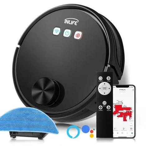 INLIFE Aspirateur Robot Et Laveur 2 En 1 MT-1200A Aspirateur Navigation Laser 3000Pa Electroménager Fonctionne Avec WiFi/App/Alexa/Google Détection Des Tapis 1 INLIFE Aspirateur Robot Et Laveur 2 En 1 MT-1200A Aspirateur Navigation Laser 3000Pa Electroménager Fonctionne Avec WiFi/App/Alexa/Google Détection Des Tapis