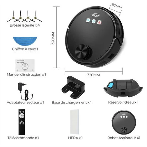 INLIFE Aspirateur Robot Et Laveur 2 En 1 MT-1200A Aspirateur Navigation Laser 3000Pa Electroménager Fonctionne Avec WiFi/App/Alexa/Google Détection Des Tapis 5 INLIFE Aspirateur Robot Et Laveur 2 En 1 MT-1200A Aspirateur Navigation Laser 3000Pa Electroménager Fonctionne Avec WiFi/App/Alexa/Google Détection Des Tapis – Image 5