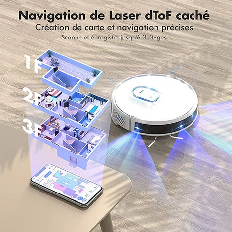 Aspirateur Robot Neabot Q11 4000pa 3 En 1 Avec Poubelle Auto-vidage - Navigation Intelligente LDS - ?Blanc Nacré,Fortuna Lai 2 Aspirateur Robot Neabot Q11 4000pa 3 En 1 Avec Poubelle Auto-vidage - Navigation Intelligente LDS - ?Blanc Nacré,Fortuna Lai – Image 2