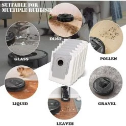 NAXUNNN 10 Pcs Sac Irobot Roomba I7, Sacs À Poussière De Rechange Pour Aspirateur IRobot Roomba I7 I7+ / I7 Plus E5 E6 E7 S9 S9+ -Aspirateur et sac Soldes 60664413 5