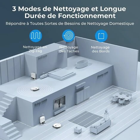 Aspirateur Robot , Laresar Robot Aspirateur Laveur De Sol 3000Pa 3 En 1 Avec Station D'auto-vidage,Balaye,Aspirateur Et Lave,200min D'Autonomie,Contrôle Avec Alexa/APP/Télécommande,pour Poils D'animaux 4 Aspirateur Robot , Laresar Robot Aspirateur Laveur De Sol 3000Pa 3 En 1 Avec Station D'auto-vidage,Balaye,Aspirateur Et Lave,200min D'Autonomie,Contrôle Avec Alexa/APP/Télécommande,pour Poils D'animaux – Image 4
