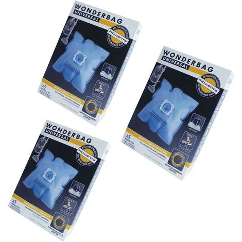 Lot De 3 Boîtes (15 Sacs Microfibres) WONDERBAG (WB406120) Aspirateur ROWENTA, MOULINEX 1 Lot De 3 Boîtes (15 Sacs Microfibres) WONDERBAG (WB406120) Aspirateur ROWENTA, MOULINEX