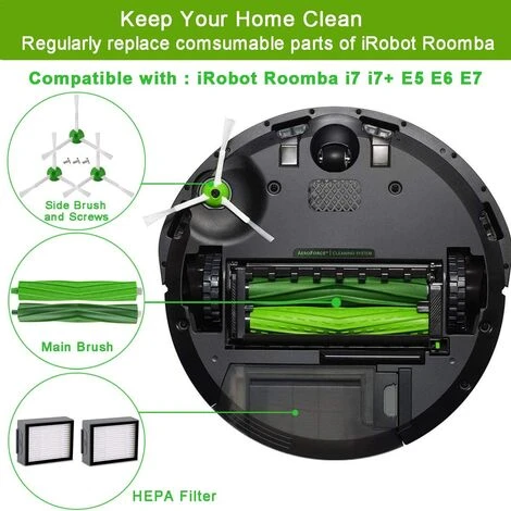 STOMO Pièces Accessoires Compatible Pour IRobot Roomba E5 E6 E7 I7 I7+ I8 I8+ J7 J7+ I6 I6+ I4 I4+ I3 I3+ Aspirateur, Remplaçant Filtres Et Brosses Kit Pour Aspirateur Robot - 11pcs 2 STOMO Pièces Accessoires Compatible Pour IRobot Roomba E5 E6 E7 I7 I7+ I8 I8+ J7 J7+ I6 I6+ I4 I4+ I3 I3+ Aspirateur, Remplaçant Filtres Et Brosses Kit Pour Aspirateur Robot - 11pcs – Image 2