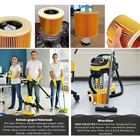 TINOR Filtre à Cartouche Pour Karcher WD2 Wd3 MV3 Etc. Comme 6.414-552.0 - 2pcs 5 TINOR Filtre à Cartouche Pour Karcher WD2 Wd3 MV3 Etc. Comme 6.414-552.0 - 2pcs – Image 5