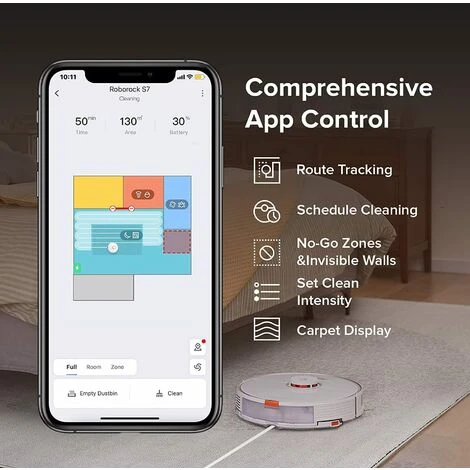 Roborock S7 Aspirateur Robot Puissant 2500Pa Robot LiDAR Navigation - APP- Blanc 3 Roborock S7 Aspirateur Robot Puissant 2500Pa Robot LiDAR Navigation - APP- Blanc – Image 3