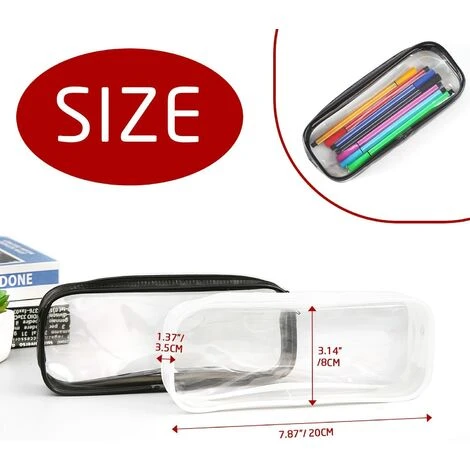 GRID COOL Sac à Crayons Transparent 2 Pièces, Trousse De Toilette Transparente, étui à Crayons , étui à Crayons à Fermeture éclair En PVC Imperméable Transparent Pour Le Stockage De Cosmétiques De Papeterie 2 GRID COOL Sac à Crayons Transparent 2 Pièces, Trousse De Toilette Transparente, étui à Crayons , étui à Crayons à Fermeture éclair En PVC Imperméable Transparent Pour Le Stockage De Cosmétiques De Papeterie – Image 2