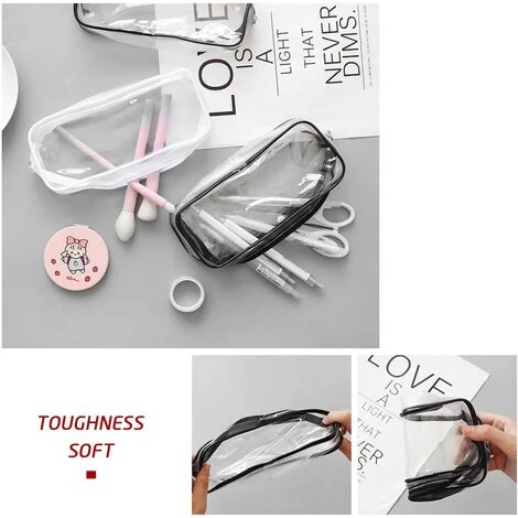GRID COOL Sac à Crayons Transparent 2 Pièces, Trousse De Toilette Transparente, étui à Crayons , étui à Crayons à Fermeture éclair En PVC Imperméable Transparent Pour Le Stockage De Cosmétiques De Papeterie 4 GRID COOL Sac à Crayons Transparent 2 Pièces, Trousse De Toilette Transparente, étui à Crayons , étui à Crayons à Fermeture éclair En PVC Imperméable Transparent Pour Le Stockage De Cosmétiques De Papeterie – Image 4