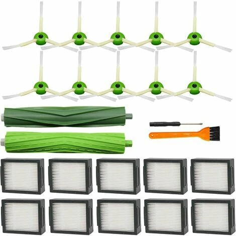 FVO Pack De 21 Pièces De Rechange Pour IRobot Roomba I&E Series I7 I7+ I3 I3+ I4 I4+ I6 I6+ I8 I8+/Plus E5 E6 E7 Robot Aspirateur, 1 Jeu De Brosses En Caoutchouc Multi-surfaces, 10 Packs De Filtres, 10 Packs De Brosses Latérales 1 FVO Pack De 21 Pièces De Rechange Pour IRobot Roomba I&E Series I7 I7+ I3 I3+ I4 I4+ I6 I6+ I8 I8+/Plus E5 E6 E7 Robot Aspirateur, 1 Jeu De Brosses En Caoutchouc Multi-surfaces, 10 Packs De Filtres, 10 Packs De Brosses Latérales