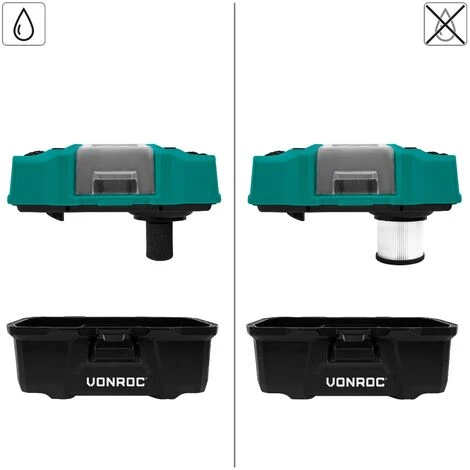 VONROC Aspirateur Multi-usage Portatif - 20V – Bac De 15L - Récupération De Poussières - Accessoires Inclus - 1 Batterie 4.0Ah Et Chargeur Rapide Inclus 5 VONROC Aspirateur Multi-usage Portatif - 20V – Bac De 15L - Récupération De Poussières - Accessoires Inclus - 1 Batterie 4.0Ah Et Chargeur Rapide Inclus – Image 5