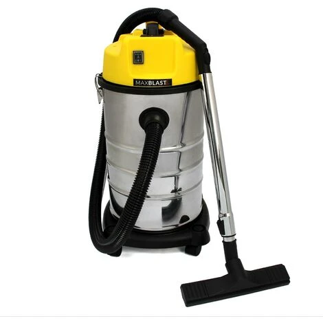 MAXBLAST Aspirateur Industriel De 30 Litres 1400W En Acier Inoxydable Et Accessoires, Aspirateur Sec & Humide, Sac à Poussière Offert - Argent#Jaune 3 MAXBLAST Aspirateur Industriel De 30 Litres 1400W En Acier Inoxydable Et Accessoires, Aspirateur Sec & Humide, Sac à Poussière Offert - Argent#Jaune – Image 3